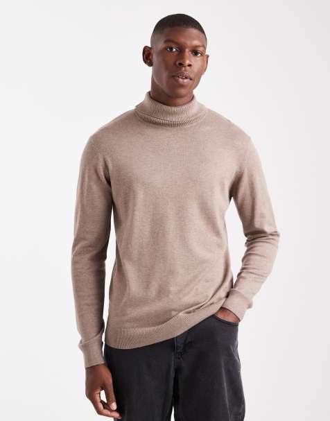 Threadbare roll neck jumper in taupe - view 1