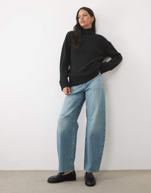 Threadbare roll neck knitted sweater in black, 2 of 4