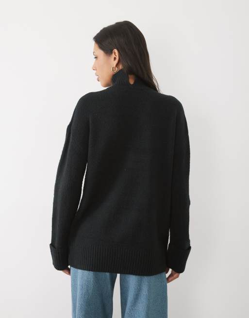 Threadbare roll neck knitted sweater in black, 3 of 4