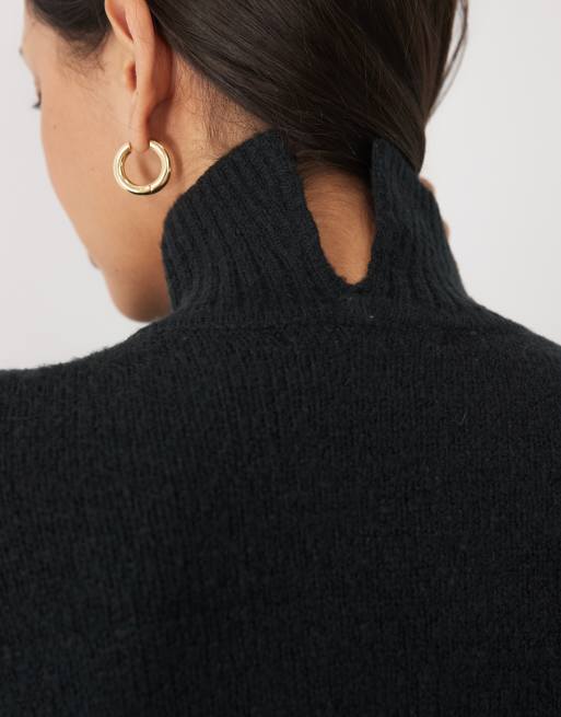 Threadbare roll neck knitted sweater in black, 4 of 4
