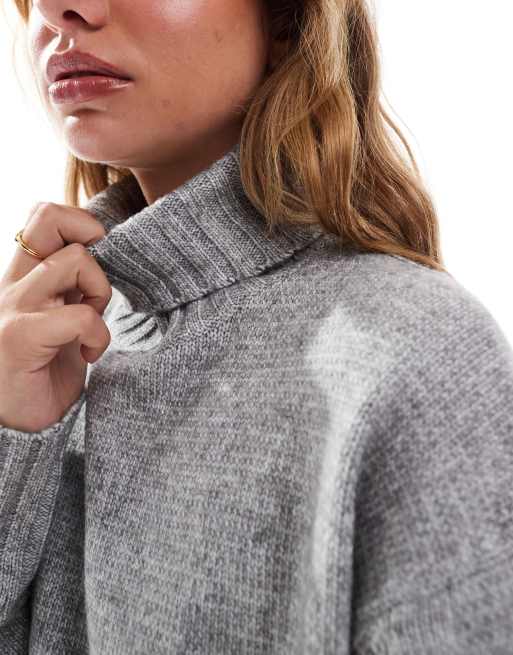 Grey oversized roll neck jumper on sale