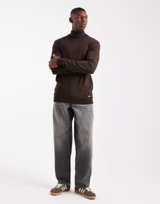 Threadbare Roll Neck Sweater In Brown