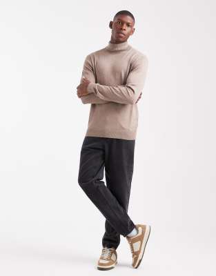 Threadbare Roll Neck Sweater In Neutral