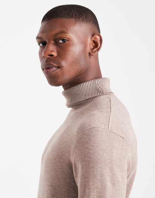 Threadbare roll neck sweater in taupe, 4 of 5