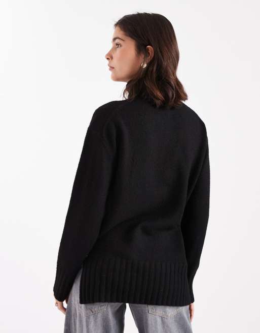 Threadbare – Rollkragenpullover aus Grobstrick in Schwarz, 4 von 4