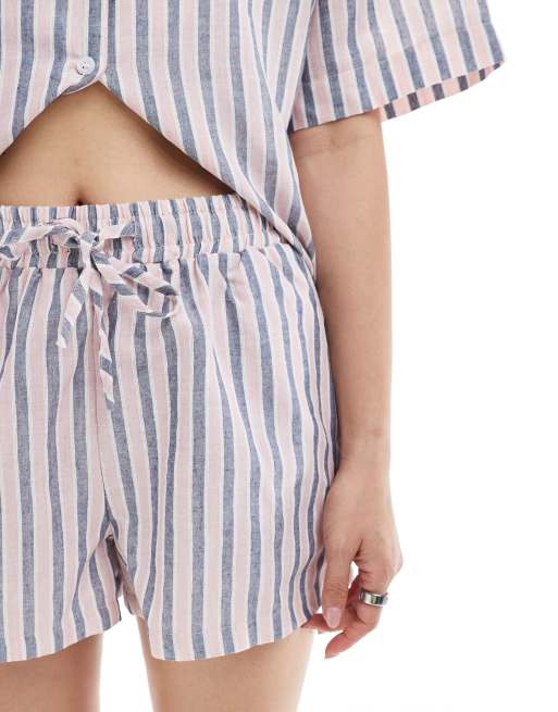 Threadbare – Rosa-blau gestreifte Strand-Shorts, Kombiteil, 5 von 5