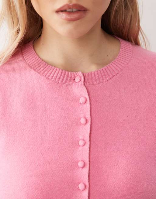 Threadbare – Rosa kofta med rund halsringning, 3 av 4