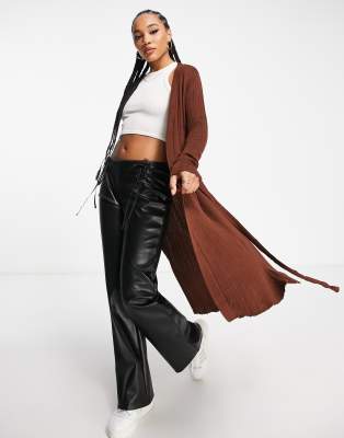 Threadbare Rosemary longline maxi cardigan in chocolate brown - ASOS Price Checker