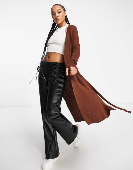 Threadbare Rosemary longline maxi cardigan in chocolate brown