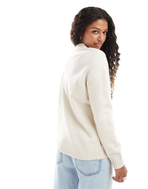 Threadbare round neck oversized jumper in off white, 4 of 4