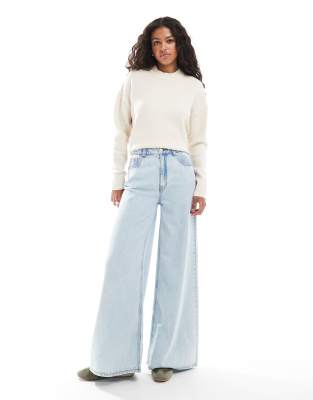 Threadbare Round Neck Oversized Sweater In White