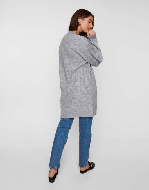 Threadbare Rozanna' cable knit cardigan in grey, 2 of 4