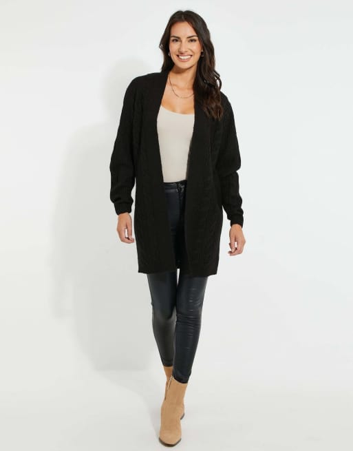 Threadbare – Rozanna – Strickjacke mit Zopfmuster in Schwarz, 4 von 4