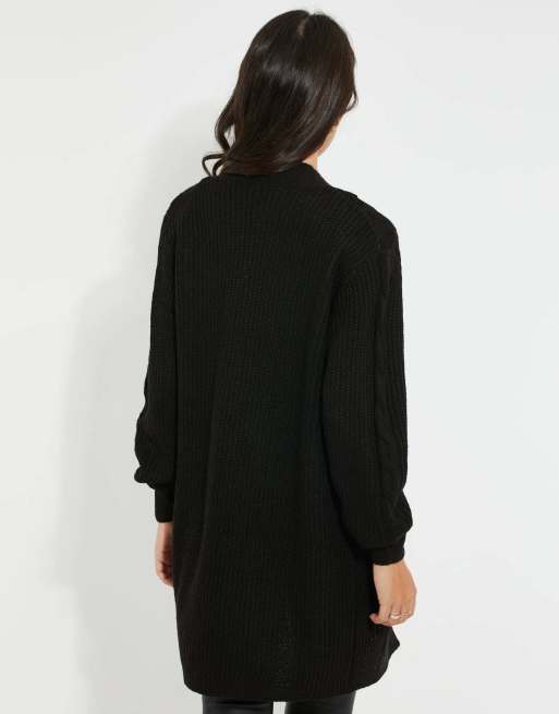 Threadbare – Rozanna – Svart, flätstickad kofta, 2 av 4