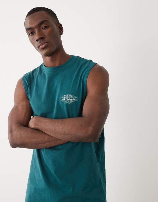 Threadbare - Ruimvallend hemdje met grafische strandprint in groen, 3 van 5