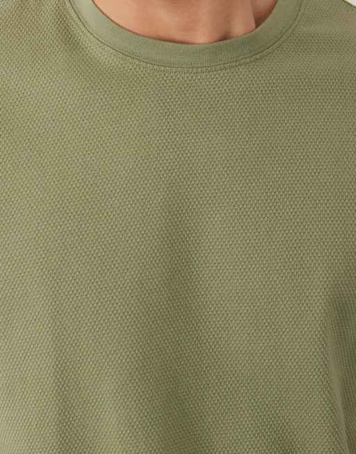 Threadbare – Salviagrön, texturerad t-shirt med rund halsringning, 3 av 5