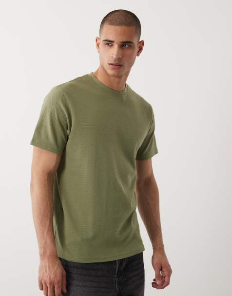 Threadbare - Salviegrøn tekstureret T-shirt med rund hals - view 1