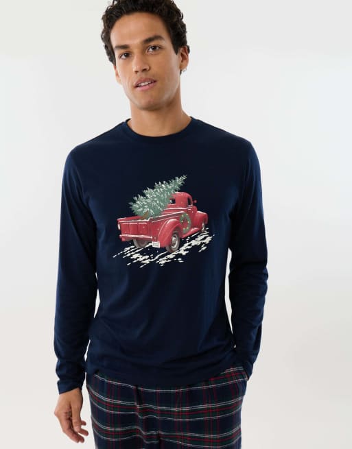 Threadbare Santa's truck christmas lounge set in navy, 2 of 4