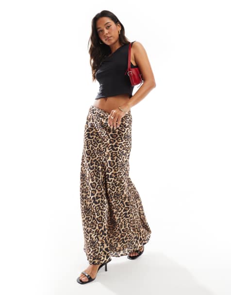 Threadbare - Satijnen maxi rok in luipaardprint - view 1