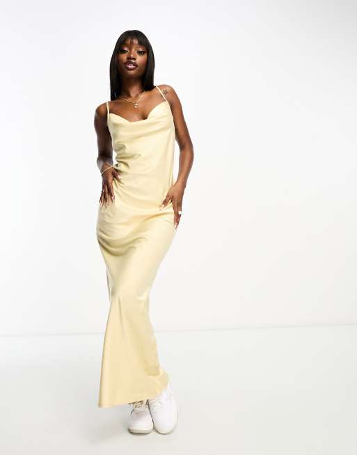 Gold cowl shop neck slip dress