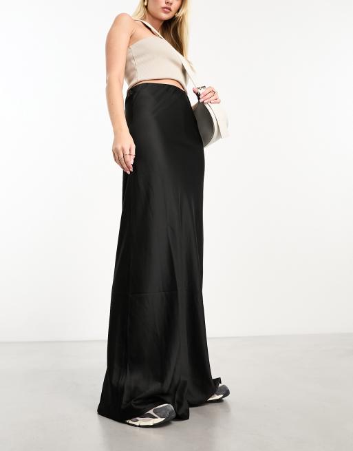 Long black hotsell satin skirt evening