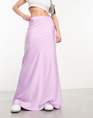 Threadbare satin maxi skirt in lilac - ASOS Price Checker