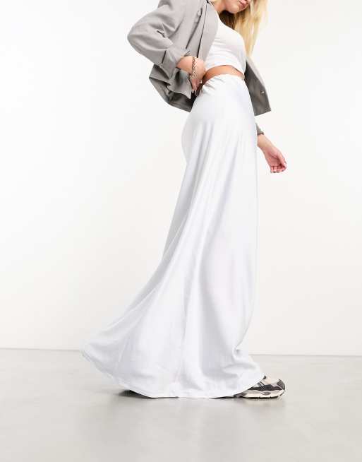 Long silver evening outlet skirt