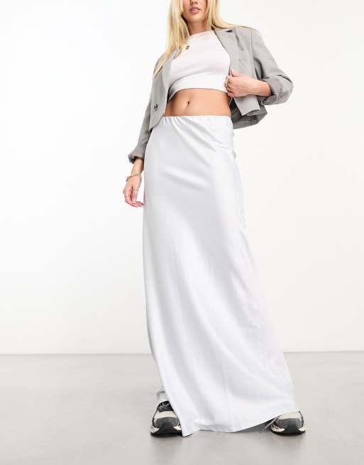 Asos white outlet satin maxi skirt