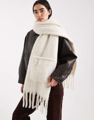 Threadbare - Schal in Ecru mit Tasche-Weiß