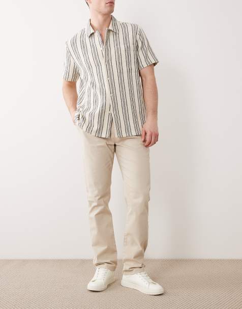 Threadbare – Schmal geschnittene Chinohose in hellem Steinbeige - view 1