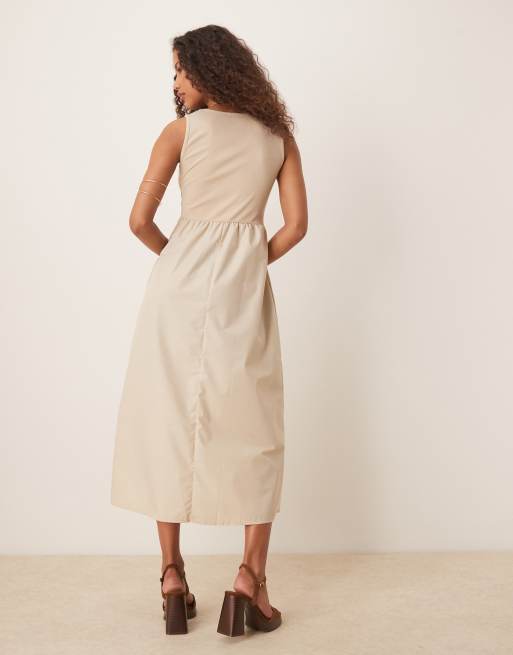 Threadbare scoop neck maxi dress in taupe, 3 of 4