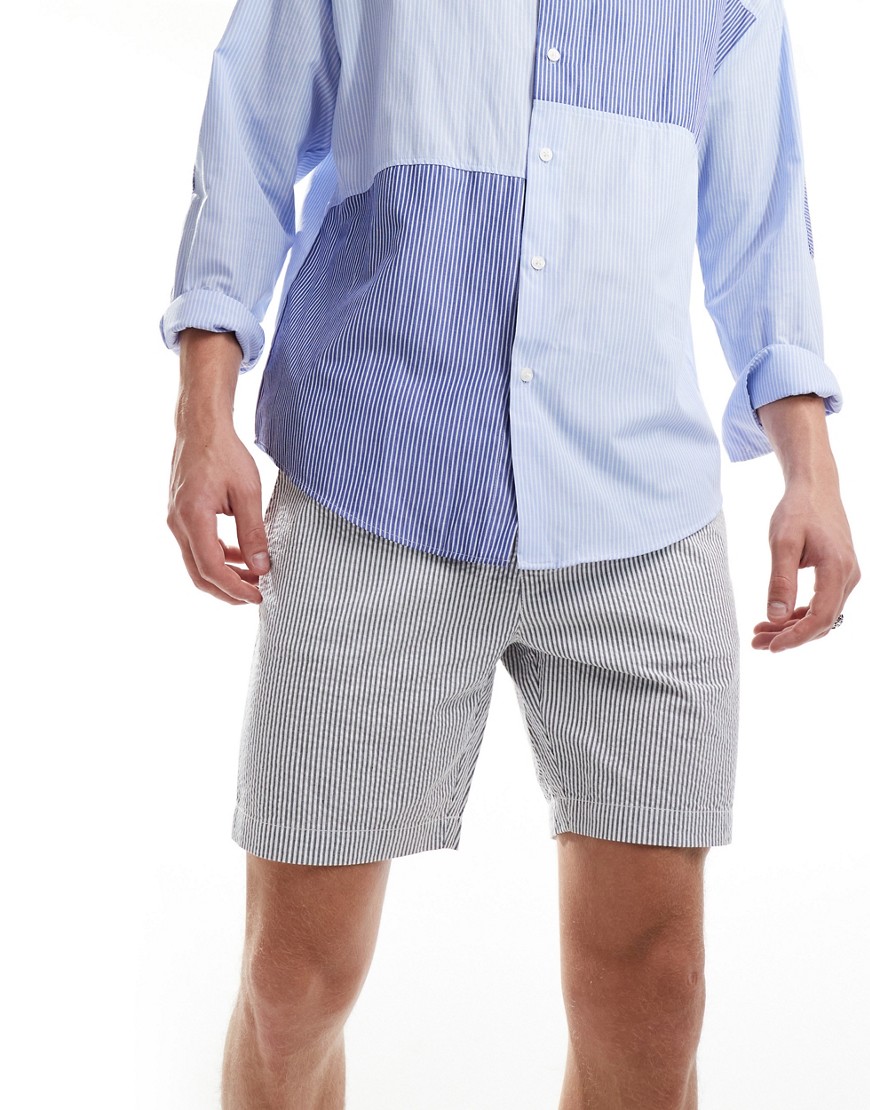Threadbare seersucker stripe shorts in white & blue