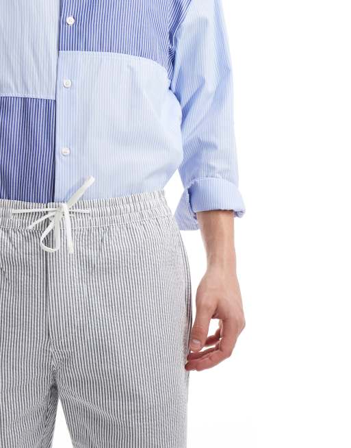 Threadbare seersucker stripe shorts in white & blue, 3 of 5