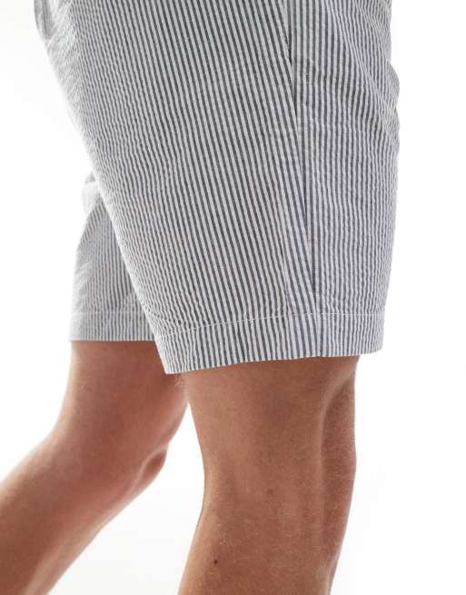 Threadbare seersucker striped shorts in white & blue, 4 of 5