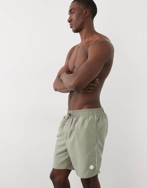 Threadbare - Seersucker zwemshort met trekkoord in de taille in saliegroen, 3 van 5