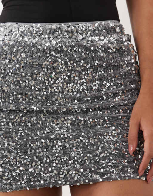 Threadbare sequin mini skirt in silver, 5 of 5