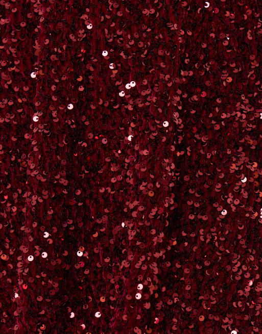 Threadbare Sequin mini swing skirt in burgundy, 5 of 5