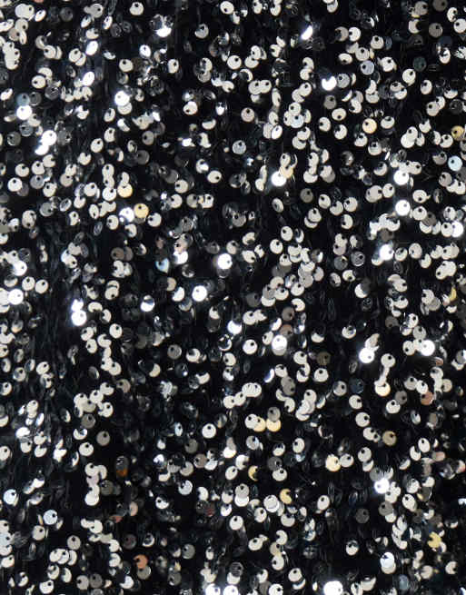 Threadbare Sequin mini swing skirt in charcoal grey, 5 of 5