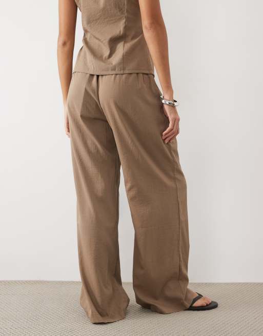 Threadbare set med byxor med boxveck och vida ben i taupe, 5 av 5
