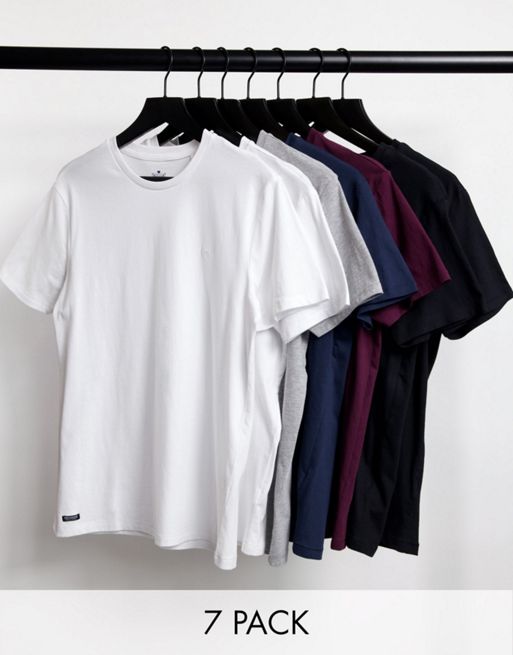 Threadbare - Set van 7 basic T-shirts in multi | ASOS