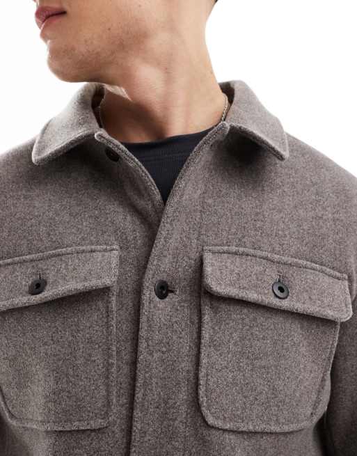 Threadbare shacket in taupe ASOS