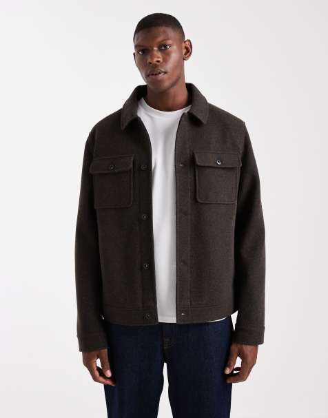 Threadbare shacket with front pockets in chocolate brown - view 1