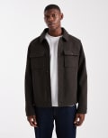 [Threadbare] Threadbare shacket with front pockets in chocolate brown S BROWN
