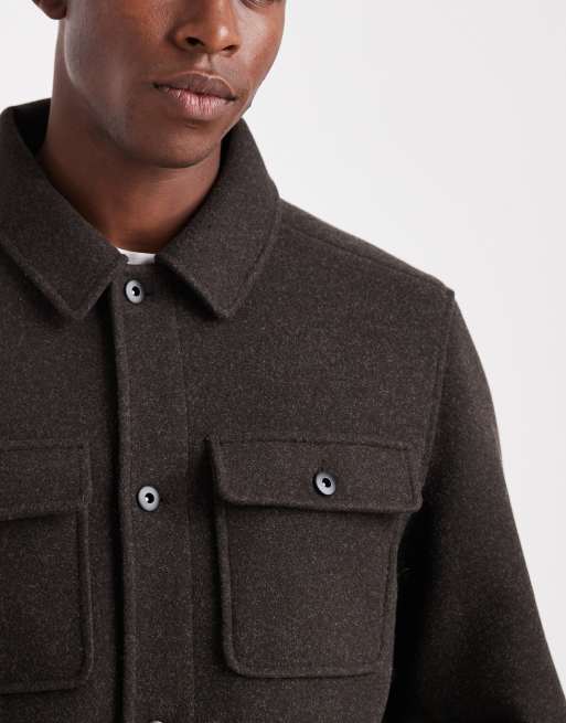 Threadbare shacket with front pockets in chocolate brown, 3 of 5