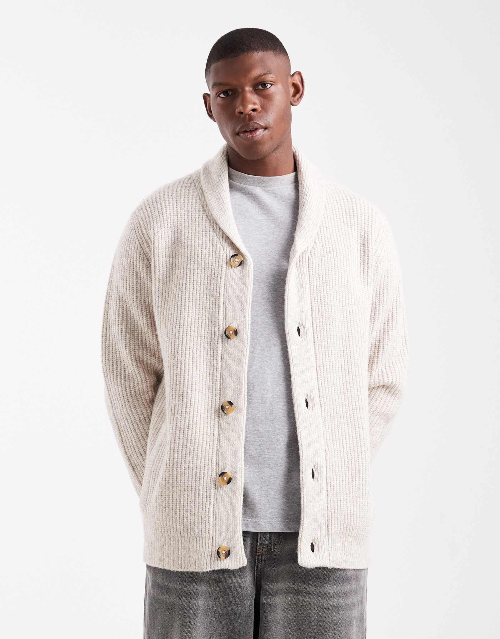 Кардиган из потертой шали цвета экрю