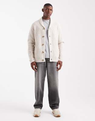 Threadbare Shawl Detail Cardigan In White
