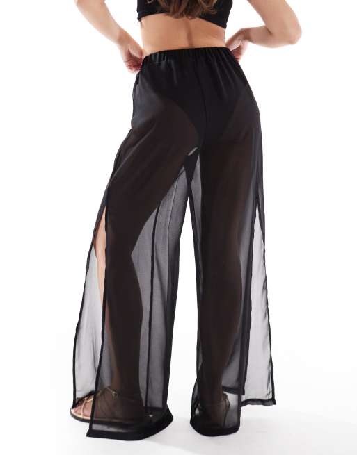 新品未使用　Side Line Sheer Pants Nensi Dojaka - Tailored Wide Leg Sheer Trouser | HBX