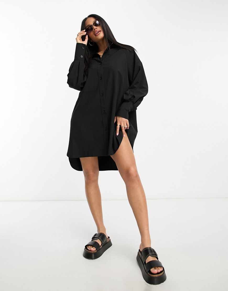 Threadbare Sheila mini shirt dress in black