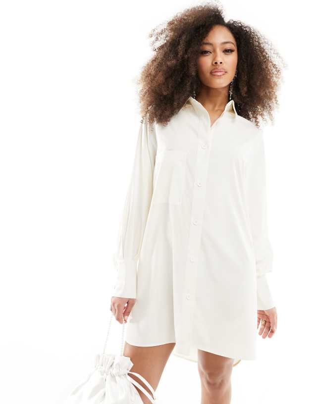 Threadbare - sheila mini shirt dress in off white