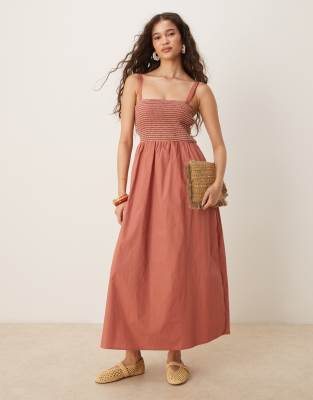 Threadbare Shirred midaxi dress in pink - view 1
